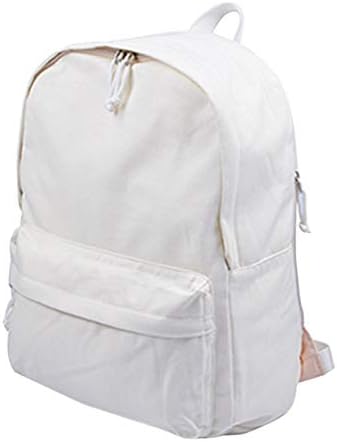 Jesdo DIY Canvas Backpack Large Casual Daypack Satchel (White)