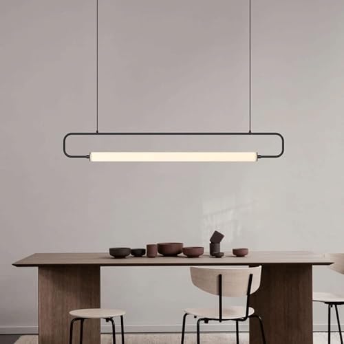 Lustre Moderne à Anneaux dorés - Suspension LED de 80 cm avec Abat-Jour en Acrylique pour îlot de Cuisine, Salle à Manger, entrée, Bureau et Bar. Lampe Suspendue linéaire élégante.