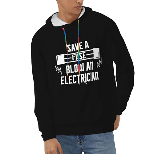 Save Fuse Blow An Electrician Hoodies With Pockets Hooded Sweatshirts Casual Drawstring Hoody Pullover For Mens - Main Image