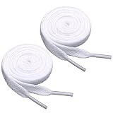 Lacci piatti per sneaker, tempo libero, scarpe da basket, larghezza 8 mm, bianco, ideali per sport, escursionismo, alpinismo, robusto misto cotone, mantiene una presa sicura senza scivolare, bianco
