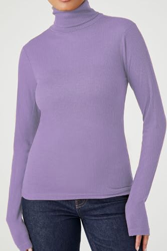 Image of Emmalise Womens Turtleneck Top Long Sleeves Fitted Ribbed Top