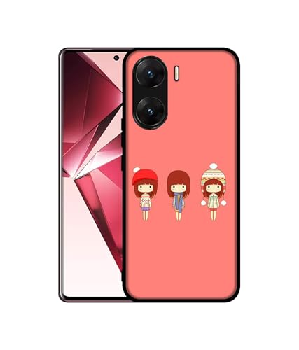 Image of Cute Girls Design Premium 2D Printed Metal Back Case Cover for Vivo V29E 5G
