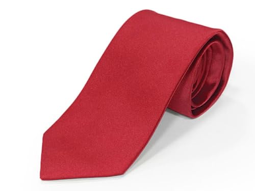 [フェアファクス] ソリッドタイ/無地ネクタイ(レッド系サテン無地) FST-21［195030002 RE1］Fabric in Italy
