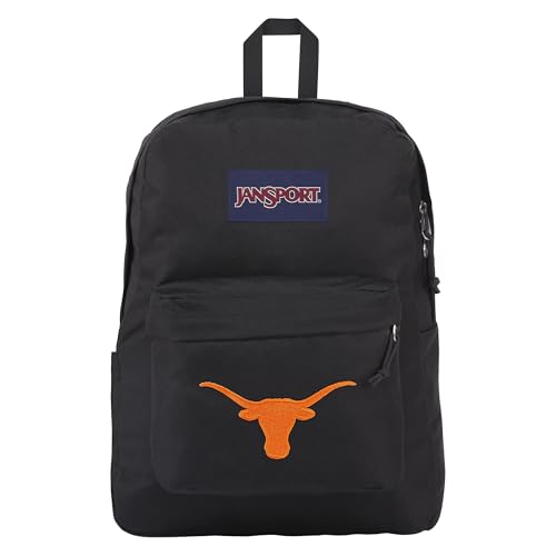 Image of JanSport NCAA Officially Licensed Backpack, Texas Longhorns, Superbreak Plus with Padded 15'' Laptop Sleeve, Spacious Computer Bag for Men & Women, Durable Daypack with Bottle Pocket, Black