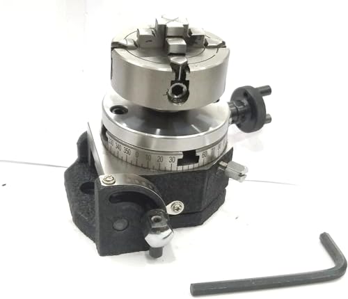 MachEl 3-Inch (75 mm) Tilting Rotary Table Kit - Includes 70 mm 4-Jaw Independent Chuck, Back Plate, and T-Nuts
