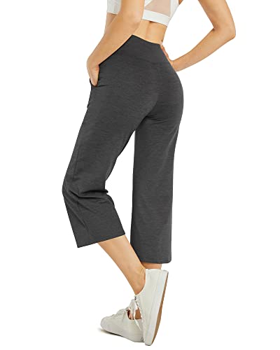 Image of G4Free Capri Pants for Women Wide Leg Yoga Dress Capris with Pockets Cross Loose Casual Work Crop Pants