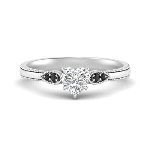 Image of Choose Your Gemstone Milgrain Simple Diamond CZ Ring Sterling Silver Heart Shape Milgrain Engagement Rings Everyday Jewelry Wedding Jewelry Handmade Gifts for Wife US Size 4 to 12