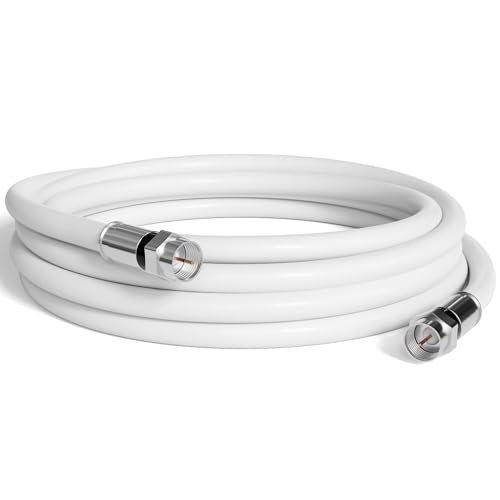 THE CIMPLE CO Coaxial Cable, 10 FT, RG6, Coax, TV Wire, Flexible, Indoor/Outdoor, Cable for High-Speed Internet, Dual Shielded, CATV, UV Resistant, CL2 Rated, 3 Meters, White