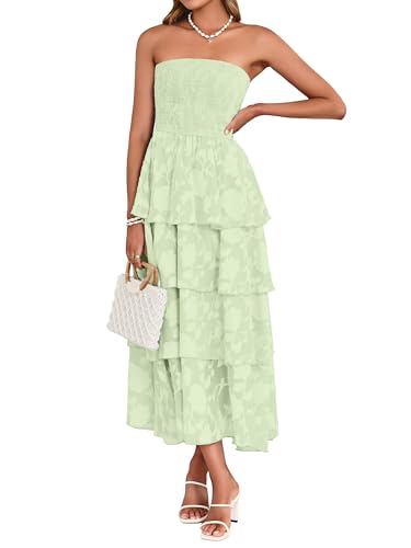 Image of Simplee Womens Summer Strapless Maxi Dress 2026 Boho Floral Off Shoulder Wedding Guest Dresses Tiered Beach Long Sundress