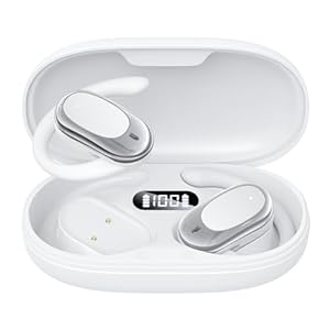 Adjustable Silicone Open Ear Headphones Wireless Bluetooth 5.4, Earbuds with Earhooks, IPX7 Waterproof, Bone Conduction Open Ear Earbuds for Running and Workout, Fast Charging