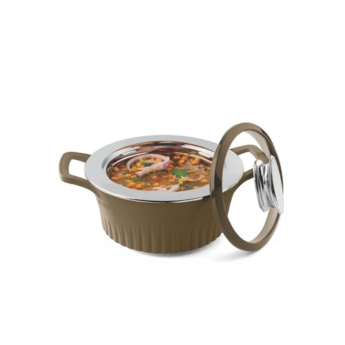 Image of SignoraWare Master Lock BPA Free Plastic Casserole with Glass Lid | Airtight & Leakproof | Microwave Safe | Perfect for Home, Kitchen & Gifting | Ideal for Storing & Serving Hot Meals (1 Ltr |Brown)