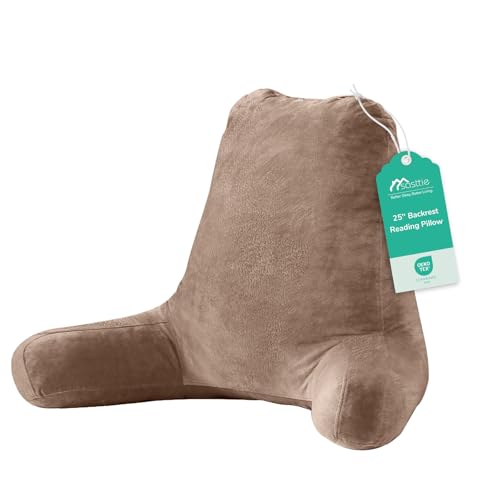 Image of Sasttie Reading Pillow for Bed, Back Pillow for Sitting Up, Light Brown