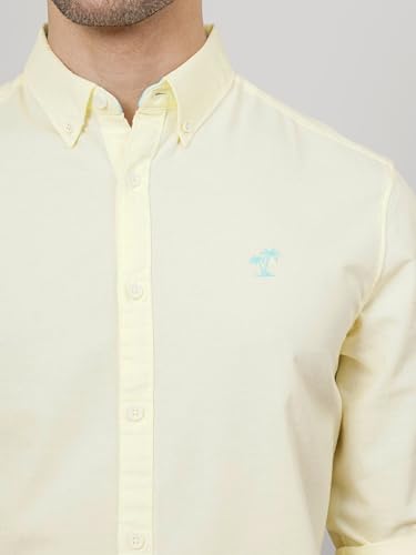 Image of The Indian Garage Co Men Slim Fit Placement Embroidered Full Sleeves Cutaway Collar Casual Shirt