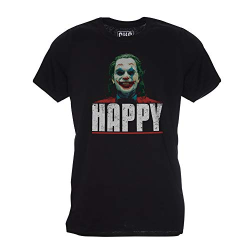 Joker Happy - Camiseta con gráficos inspirados en la película Cult del Momento con Joaquin Phoenix - Choose ur Color negra L