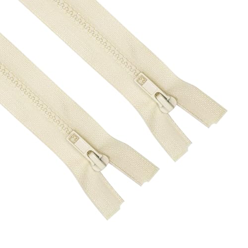 Image of ANPURZII 2PCS #5 12 Inch Beige Separating Jacket Zippers for Sewing Coats, Molded Plastic Bulk Zippers(Beige 12 inch 2PCS)