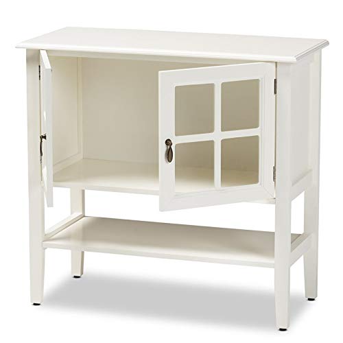 Baxton Studio Chauncey White Finished Wood And Glass 2-Door Kitchen Cabinet #TOP3
