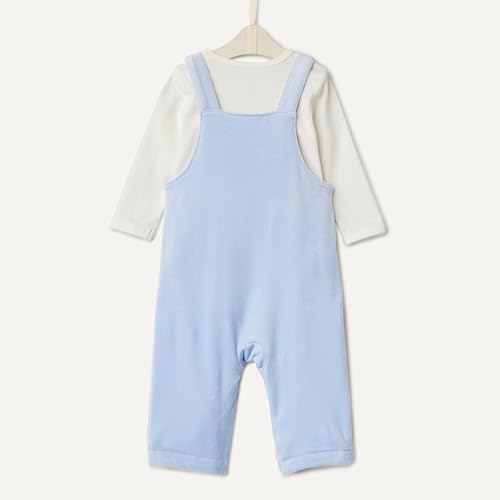 Image of Amazon Essentials x Sofia Grainge Unisex Babies' Velour Overall and Long Sleeve Bodysuit Set