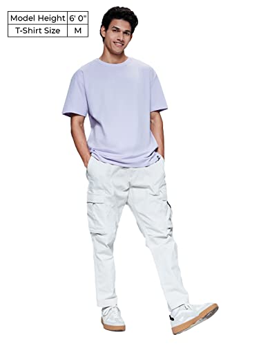 Image of The Souled Store Men Lavender Solid Oversized T-Shirts