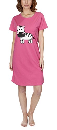 Camiseta de pijama de Forever Dreaming, en algodón jersey, para mujer con diseño Rosa Pink Zebra S