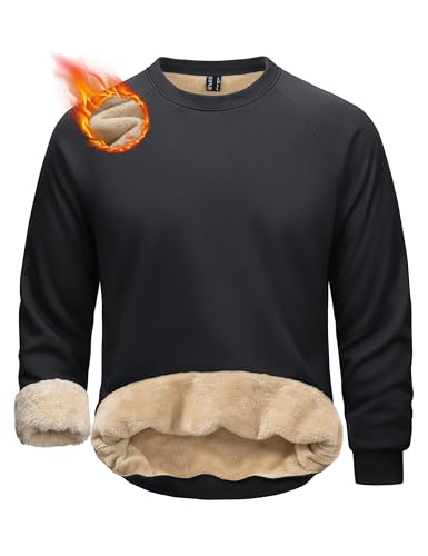 MAGCOMSEN Men's Sweatshirts Sherpa Lined, Heavyweight Fleece Pullover, Warm Crewneck Winter Sweatshirt