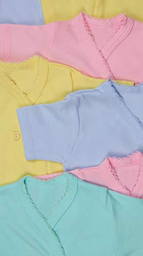 ToBeInStyle Babies' 4 Pack Relaxed Fit Short or Long Sleeve Button Up Kimono Tee Swaddle Shirt3