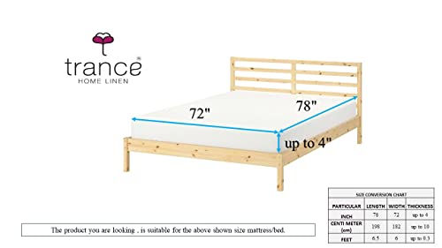 Image of Trance Home Linen 220 GSM+ Premium Cotton Waterproof Mattress Protector|Elasticated Fitted Style Bed Protector for Double Bed King Size with 4 inch Thick (78 x 72 x 4 inches, Sky Blue)
