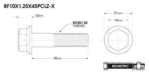 Amazon.com: (50pcs) BelMetric M10X1.25X45mm JIS Hex Head Flange
