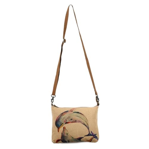 Dolphins - Wristlet Wallets for Women, Crossbody Sling Bags,100% Cotton Canvas, Cotton Canvas Purses for Women3