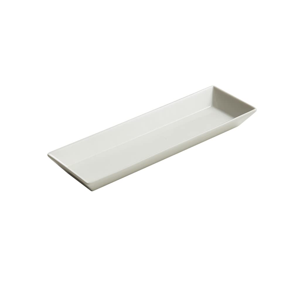 Plato llano Platos llanos grandes y modernos Plato para servir Bandeja para servir Plato de sushi rectangular de porcelana blanca Vajilla para restaurante Mood Plato frío Platos llanos apilables (Or