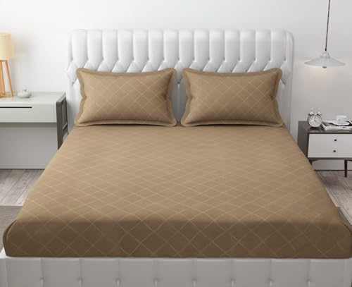 Image of Blue Strip Polycotton Fitted Bedsheet, King 72x78 (Mouse) | 300 TC | All-Round Elastic Grip | Soft, Breathable & Colourfast | Wrinkle Resistant | Machine Washable