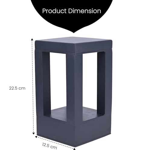 Image of GIGAWATTS SURANS PP Outdoor Gate Light - 12W Integrated Light 101% Rust & Waterproof Die-Casting Aluminium Pillar Lamp Base Mount Grey Exterior Fixture for Garden, Boundary & Home Entrance