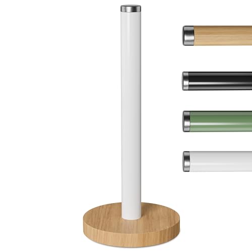 Portarrollos de Cocina JAMAX, Color Blanco, Soporte para Toallas de Papel, de Acero Inoxidable, Organizador de Rollos de Cocina, dispensador de Rollos de Cocina clásico para Cualquier Cocina (Blanco)
