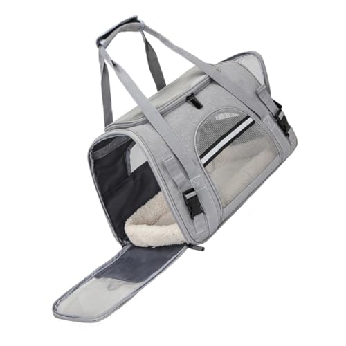 GARVALON ペットキャリー バッグ 通気性メッシュ 折りたたみ式 軽量 小型犬猫用 変形防止ファイバー支持 携帯便利 トロリー固定可能 旅行通院