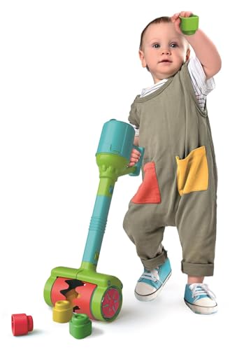Clementoni | Soft Clemmy – Aspirateur Sensoriel Bébé 9 Mois+ | 6 Blocs Souples | Rouleau Interactif, Pop-it, Manche Amovible | Jouet Bébé à Pousser | Motricité éveil | Idée Cadeau