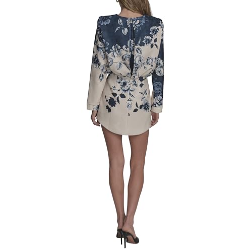 BCBG Women's Long Sleeve High Neck Blouson A-line Mini Dress4