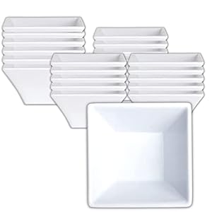 7064MM201 Melamine Dessert Soup Bowl, Heavy Duty Unbreakable Bar, Polar White 5″ Square, 2″ Deep 13 Oz, Tapered Classic Contemporary, 24 Set