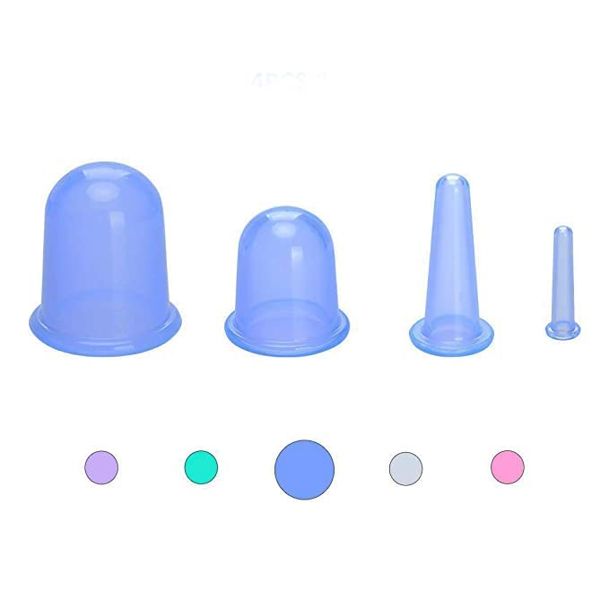 PERLMANSilicone Vacuum Cupping Cups Massage Set Family Cupping Therapy Set for Cellulite Neck Face Body Massage Suction Cups(Set of 4) (Blue), Standard