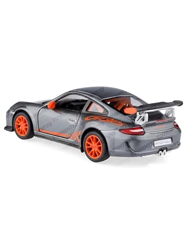 Image of 1:36 Porschee GT3 RS 2010 Alloy Sports Car Model - Diecast Metal Pull Back Toy with Openable Doors, Inertia Action, Collectible Car for Kids & Adults-Grey