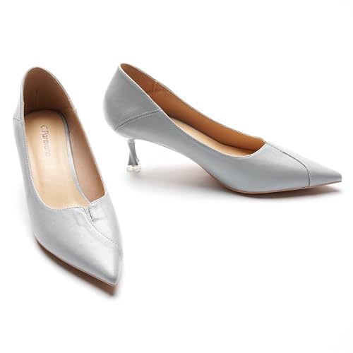 C.Paravano Pumps Women Pointed Toe Kitten Heel Pump Wedding Shoes Dressy Work Casual Low Heel Work Shoes for Office Wear