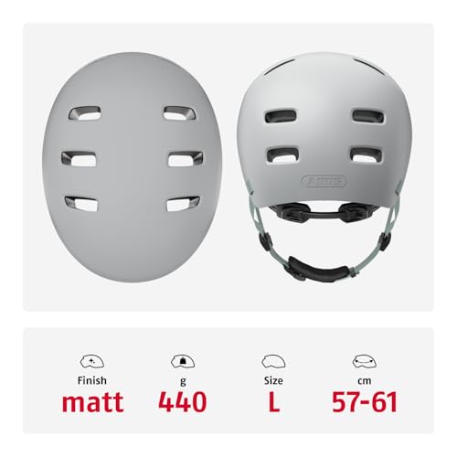 ABUS Fahrradhelm XOXO, Cityhelm im Skater-Look, Größe L, Grau – Ansicht 3