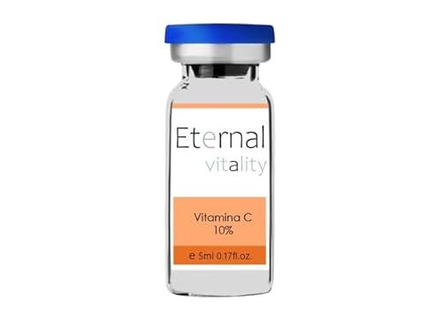 Vitamina C Facial 10% Vial de (Ácido L-Ascórbico) - Ampollas Faciales Antioxidantes para el Rostro, Estimula Colágeno para la Cara, Mejora Luminosidad y Tono de la Piel - Vitamina C Cara 5 ml.