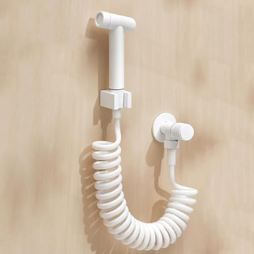 Ducha higiénica para WC de latón de alta durabilidad con válvula angular, blanco 2