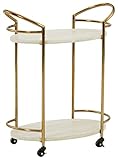 Signature Design by Ashley Tarica Modern Bar Cart with 2 Shelves, Cream & Gold Finish