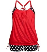 Holipick Two Piece Plus Size Tankini Swimsuits for Women Tummy Control Bathing Suit Blouson Tanki...
