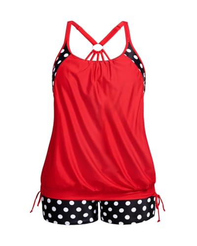 Holipick Plus Size Tankini Swimsuits for Women Two Piece Tummy Control Bathing Suit Blouson Tankini Top with Shorts