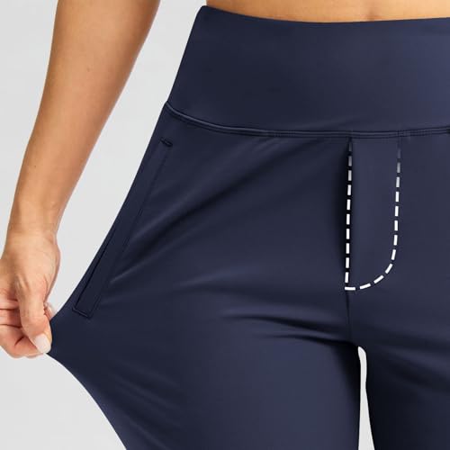 Women's Golf Pants Stretch High Waist Business Casual with Zipper Pockets Dressy Work Travel Slacks Athletic Workout4