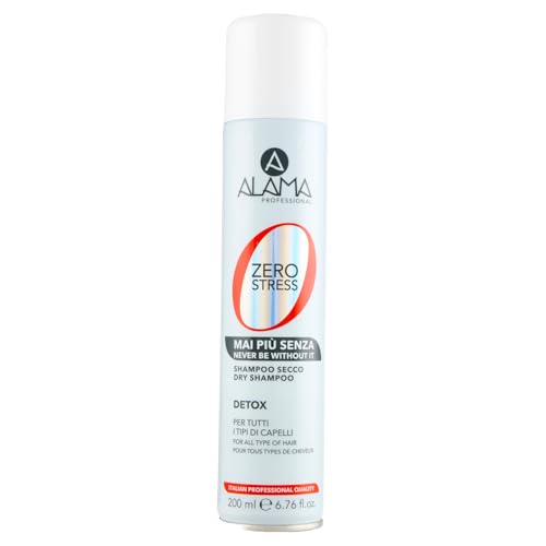 Alama Zero Stress Shampoo Champú seco purificante y desintoxicante Zero Stress con carbón vegetal activo para un cabello limpio al instante sin uso de agua, 90% ingredientes naturales, 200 ml