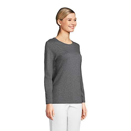 Lands' End 4766532XX Women Relaxed Supima Long Sleeve Crew Charcoal Heather Petite Large thumb #3