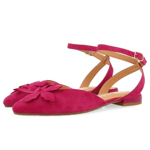 GIOSEPPO Bailarinas DE Piel Fucsia DESTALONADAS con Detalle DE Flor para Mujer Howey