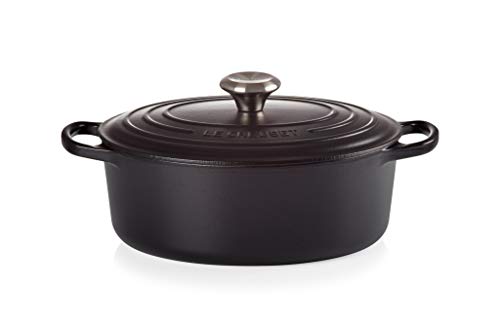 LE CREUSET Signature Enamelled Cast Iron Oval Casserole Dish With Lid, 27 cm, 4.1 Litre, Satin Black, 211782700 2 Gallery Image